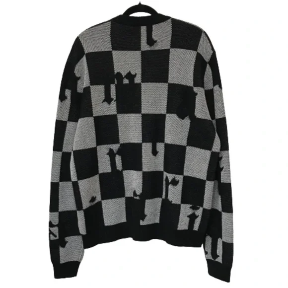 Amiri Logo Check Crew Mohair Cashmere Sweater Black White XXL Brand New With Tag - Picture 4 of 15